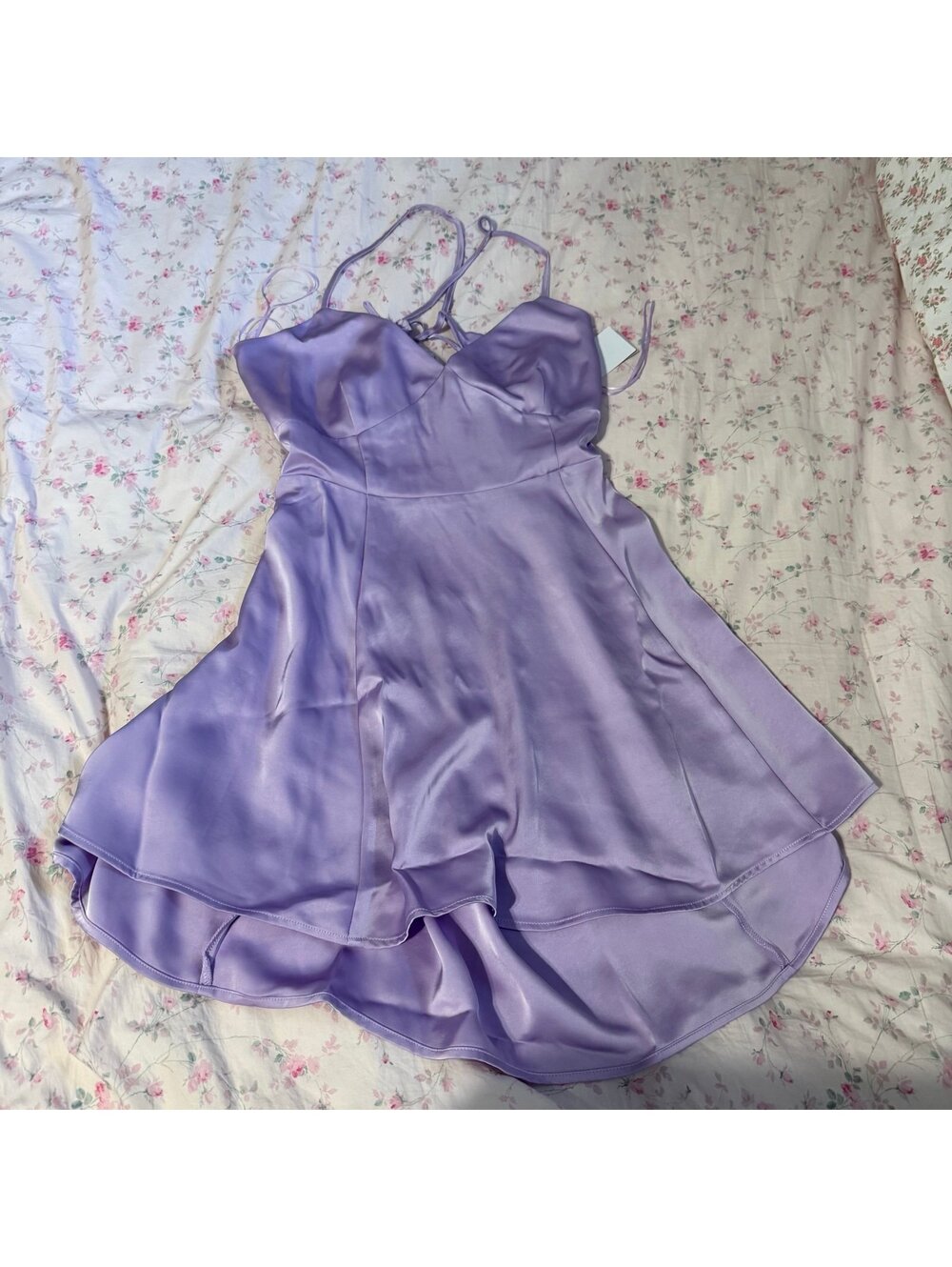 BP Lace-Up Satin Mini Dress